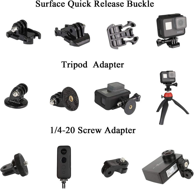 PELLKING Universal Action Camera Accessory Kit for GoPro Hero 13 12 11 10 9 8 7 6 5 Go pro Max Insta360 X5/X4/X3 DJI OSMO Action 3 4 5 Pro AKASO APEMAN Sports Cam, Helmet Base Adhesive Tripod Adapter Mount - Image 2